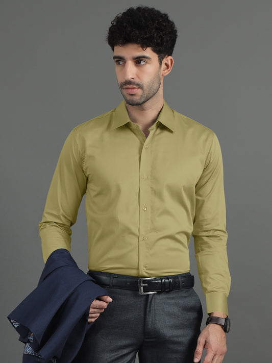 Dark Beige Subtle Sheen Super Soft Premium Satin Cotton Shirt